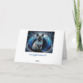 Siamese kat, Blauw en wit abstract Verjaardag Kaart (Achterkant)