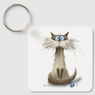 Siamese Kat Cartoon Sleutelhanger