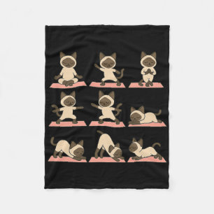 Siamese Kat Doet Yoga Vegan Kawaii Zen  Fleece Deken