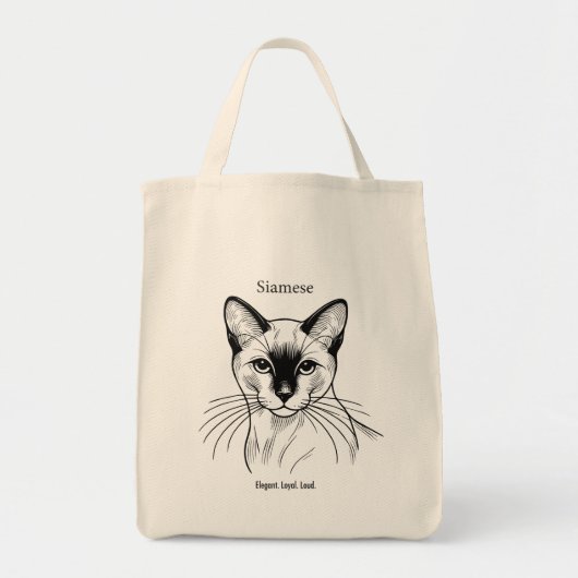 Siamese kat - Elegant. Trouw. Luid. Tote Bag (Voorkant)