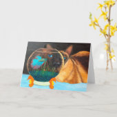 Siamese kat en Betta Fish Kaart (Gele Bloem)