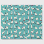 Siamese kat en poten Blauwgroen blauw Cadeaupapier (Vlak)