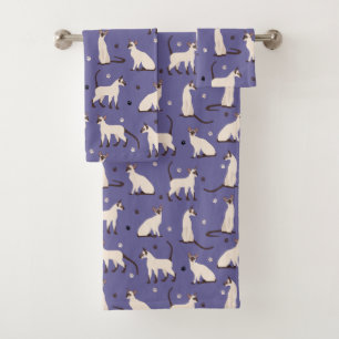 Siamese kat en poten Paarse handdoekset Bad Handdoek