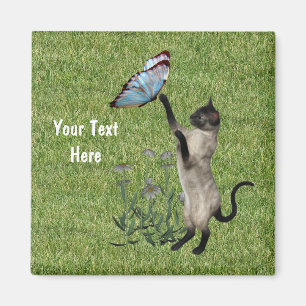 Siamese kat en vlindermout magneet