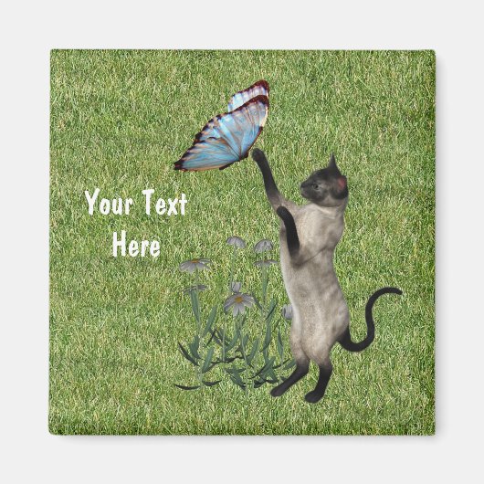 Siamese kat en vlindermout magneet (Voorkant)