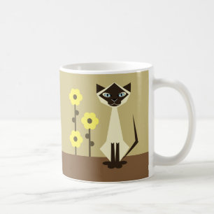 Siamese kat en zonnebloemen Mok koffie