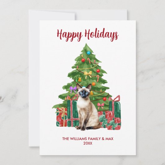 Siamese kat familie Kerstmis Feestdagenkaart (Voorkant)