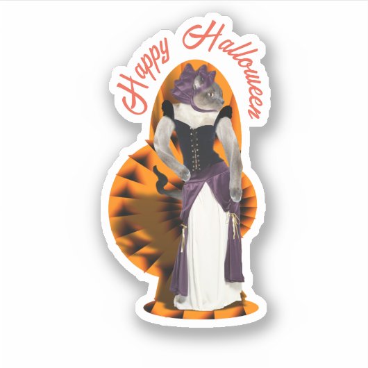 Siamese kat Fancy dress op Halloween Sticker (Voorkant)