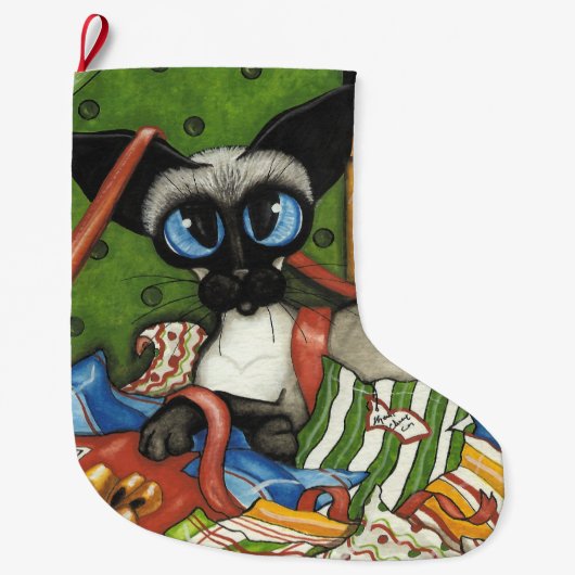 Siamese Kat Gift Stocking door Bihrle Grote Kerstsok (Voorkant)