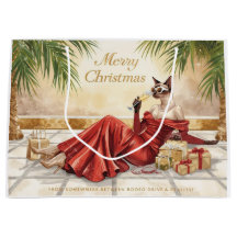 Siamese Kat Glam Kerstmis  Champagne drinkend 