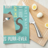 Siamese kat grappig theedoek (Quarter Fold)