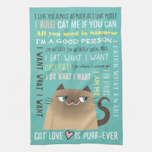 Siamese kat grappig theedoek