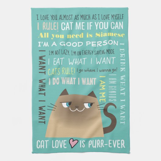 Siamese kat grappig theedoek (Verticaal)