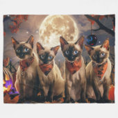 Siamese kat Halloween Spooky Fleece Deken (Voorkant (Horizontaal))