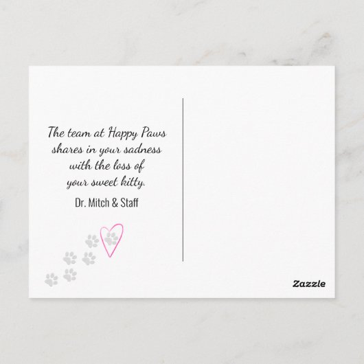 Siamese Kat Huisdier Verlies Van De Dierenarts Briefkaart (Achterkant)
