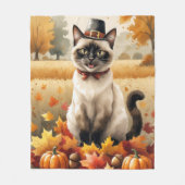Siamese kat in de herfst verlaat Thanksgiving Fleece Deken (Voorkant)