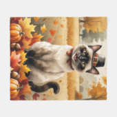 Siamese kat in de herfst verlaat Thanksgiving Fleece Deken (Voorkant (Horizontaal))