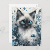 Siamese kat in Mystic Garden Briefkaart (Voorkant / Achterkant)