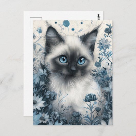 Siamese kat in Mystic Garden Briefkaart (Voorkant / Achterkant)