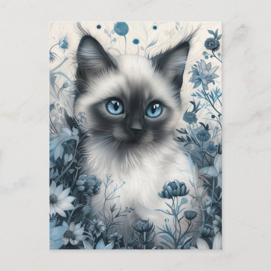 Siamese kat in Mystic Garden Briefkaart (Voorkant)