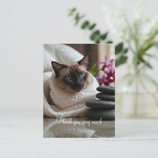 Siamese kat in Spa Bedankt Briefkaart (Staand voorkant)