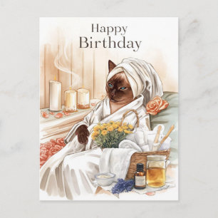 Siamese Kat in Spa Verjaardag Briefkaart