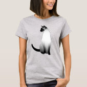Siamese kat in zwart, wit en grijs / grijs t-shirt (Voorkant)