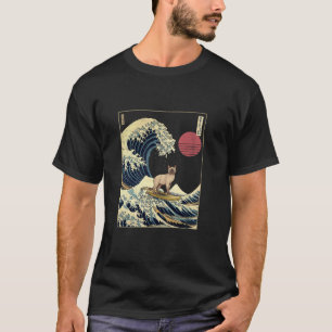 Siamese Kat Japanse Kanagawa Golf Fun Surf Anim T-shirt