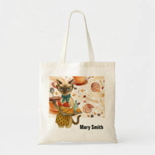 Siamese Kat Kantinejuffrouw is in de kantine Tote Bag
