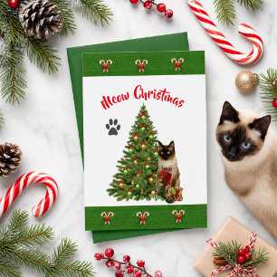 Siamese Kat Kattenliefhebbers Kerstvakantie Kaart