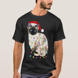 Siamese Kat Kerstman Hoed Kerstverlichting C T-shirt
