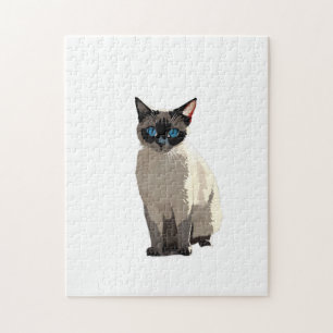 Siamese kat kunst elektrische blauw-oyed kat liefh legpuzzel