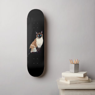 Siamese kat kunst elektrische blauw-oyed kat liefh skateboard