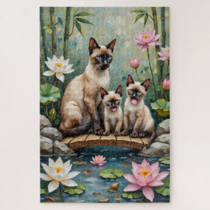 Siamese Kat Lotusvijver Kunst Legpuzzel