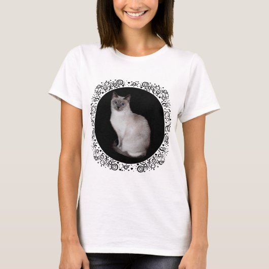 Siamese kat met blauwe ogen t-shirt (Voorkant)