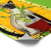 Siamese kat met Plant van Bamboo Mini Folk Art Poster (Hoek)