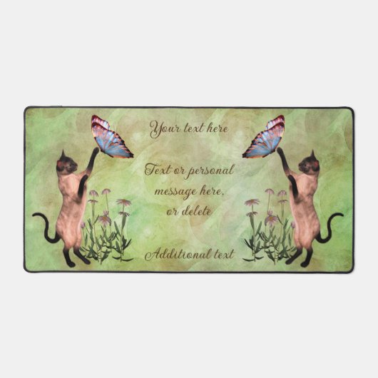 Siamese kat met vlinder gepersonaliseerd bureaumat (Voorkant)
