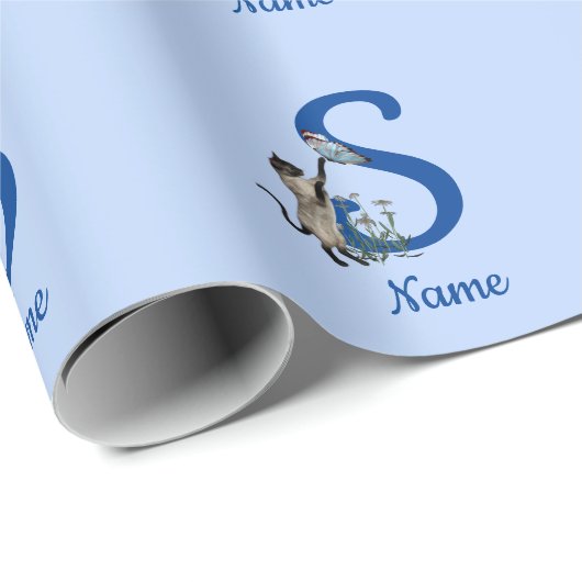 Siamese Kat Monogram Initiaal S Persoonlijk Cadeaupapier (Rol Hoek)