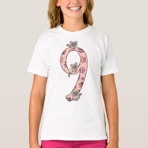 Siamese kat negende verjaardag voor kinderen met T T-shirt