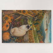 Siamese Kat Oogst Dankdag Legpuzzel (Horizontaal)