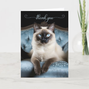 Siamese kat op een blauwe stoel bedankkaart