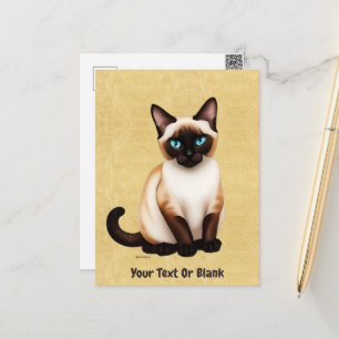 Siamese kat op oud papier briefkaart
