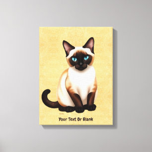 Siamese kat op oud papier canvas afdruk