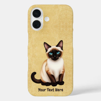 Siamese kat op oud papier iPhone 16 hoesje