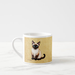Siamese kat op oud papier espresso kop