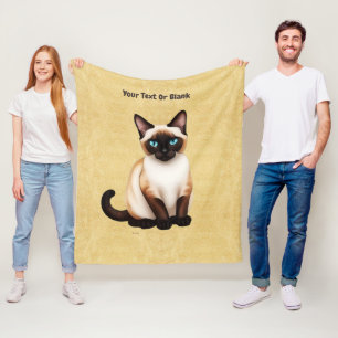 Siamese kat op oud papier fleece deken