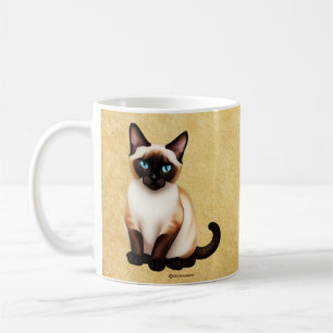 Siamese Kat Op Oud Papier Koffiemok
