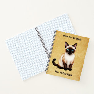 Siamese kat op oud papier notitieboek