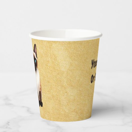 Siamese kat op oud papier papieren bekers (Links)