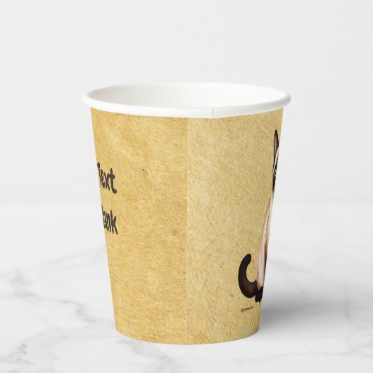 Siamese kat op oud papier papieren bekers (Rechts)